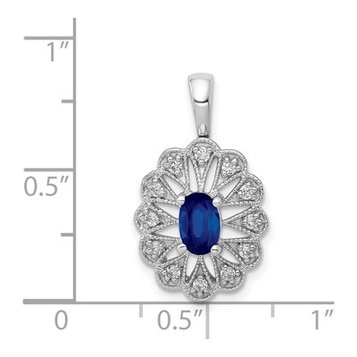 14K White Gold 1/6 ct tw Sapphire & Diamond Fancy Pendant – view 4