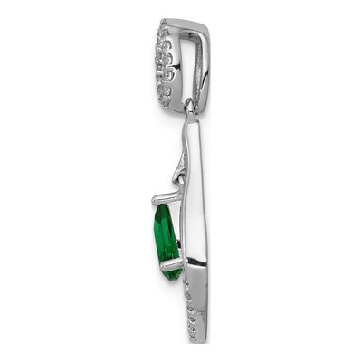 14K White Gold 0.11 ct tw Emerald & Diamond Pear Pendant – view 3