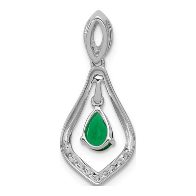 14K White Gold 0.11 ct tw Emerald & Diamond Pear Pendant – view 4