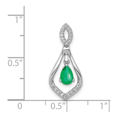 14K White Gold 0.11 ct tw Emerald & Diamond Pear Pendant – view 5