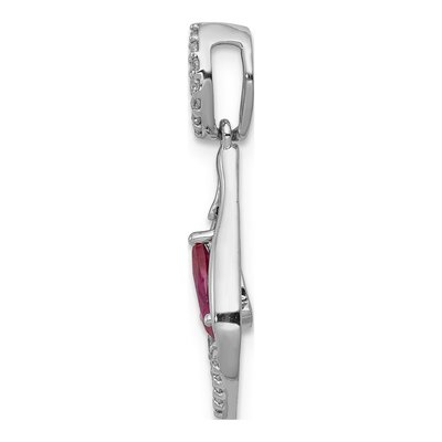 14K White Gold 0.11 ct tw Ruby & Diamond Teardrop Pendant – view 3