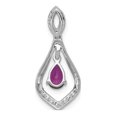 14K White Gold 0.11 ct tw Ruby & Diamond Teardrop Pendant – view 4