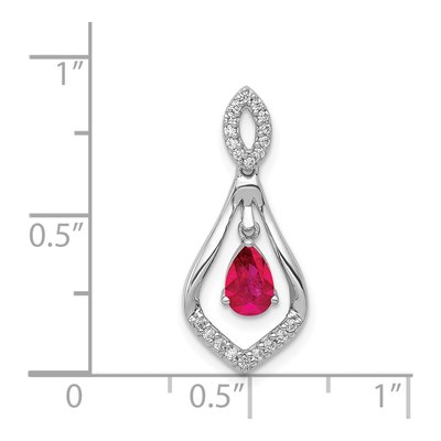 14K White Gold 0.11 ct tw Ruby & Diamond Teardrop Pendant – view 5