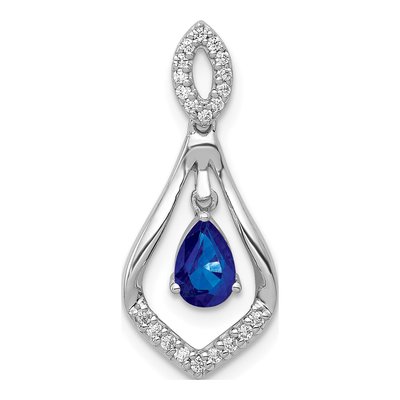 14K White Gold 0.11 ct tw Sapphire & Diamond Pear Pendant