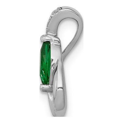 14K White Gold Emerald & Diamond Marquise Slide Pendant – view 3