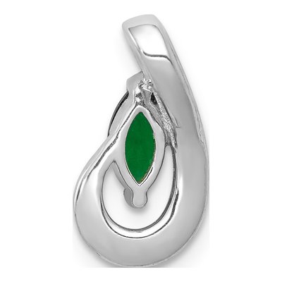 14K White Gold Emerald & Diamond Marquise Slide Pendant – view 4