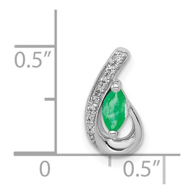 14K White Gold Emerald & Diamond Marquise Slide Pendant – view 5