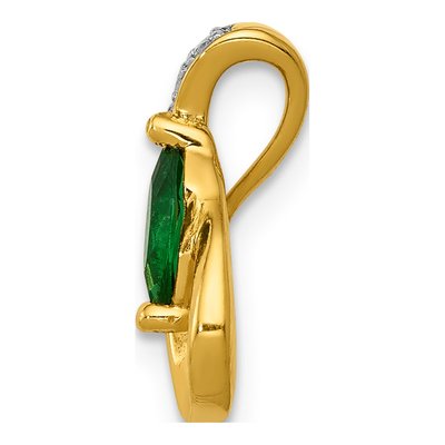 14K Yellow Gold Emerald & Diamond Slide Pendant – view 3