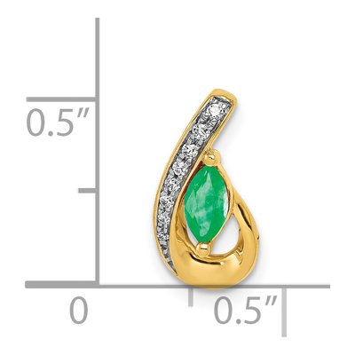14K Yellow Gold Emerald & Diamond Slide Pendant – view 5