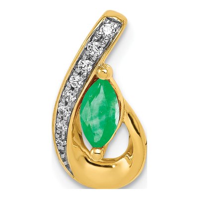 14K Yellow Gold Emerald & Diamond Slide Pendant