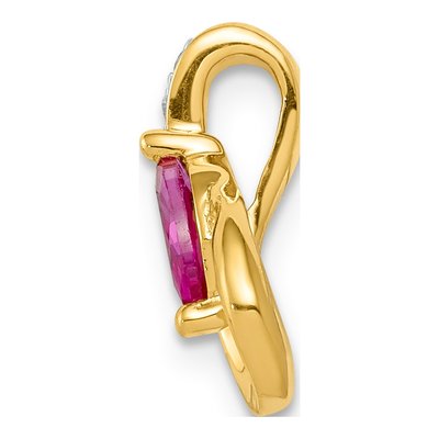 14K Yellow Gold Ruby & Diamond Teardrop Slide Pendant – view 2