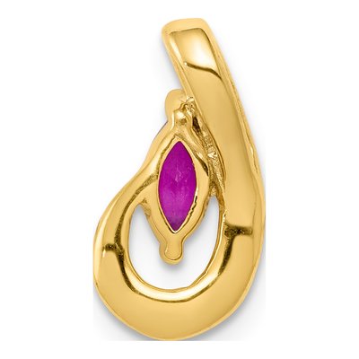 14K Yellow Gold Ruby & Diamond Teardrop Slide Pendant – view 3