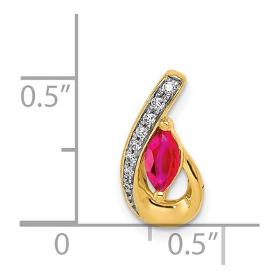 14K Yellow Gold Ruby & Diamond Teardrop Slide Pendant – view 4