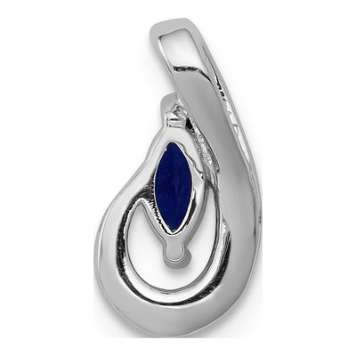 14K White Gold Sapphire & Diamond Marquise Slide Pendant – view 4
