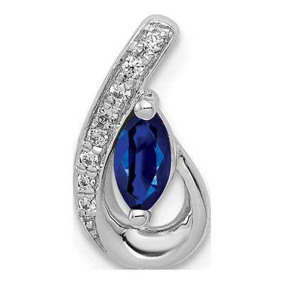 14K White Gold Sapphire & Diamond Marquise Slide Pendant