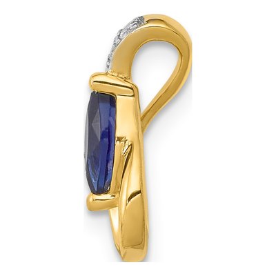 14K Yellow Gold Sapphire & Diamond Marquise Slide Pendant – view 3