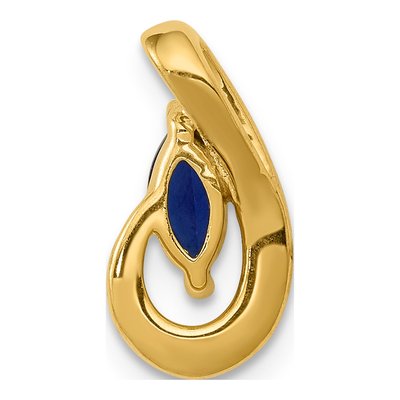 14K Yellow Gold Sapphire & Diamond Marquise Slide Pendant – view 4