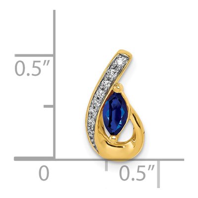 14K Yellow Gold Sapphire & Diamond Marquise Slide Pendant – view 5