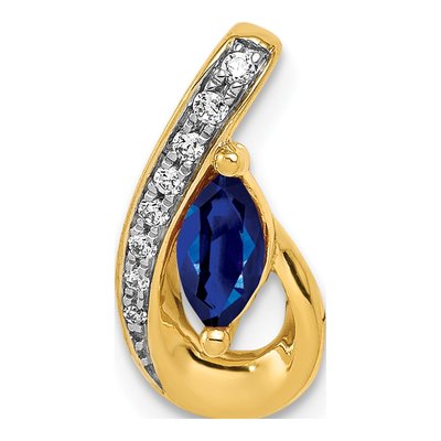 14K Yellow Gold Sapphire & Diamond Marquise Slide Pendant