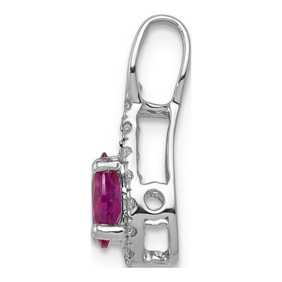 14K White Gold 1/10 ct tw Ruby & Diamond Halo Teardrop Pendant – view 3