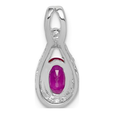 14K White Gold 1/10 ct tw Ruby & Diamond Halo Teardrop Pendant – view 4