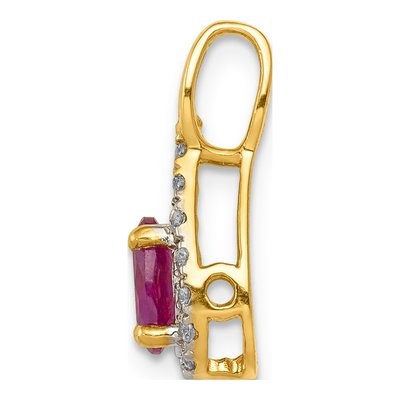 14K Yellow Gold 1/10 ct tw Ruby & Diamond Teardrop Halo Pendant – view 3