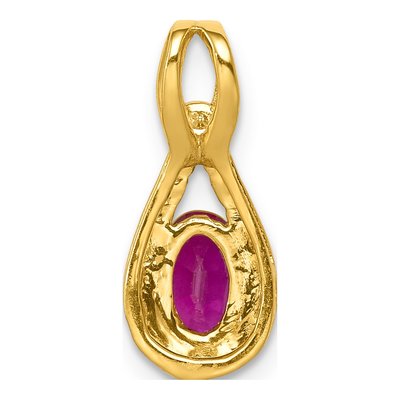 14K Yellow Gold 1/10 ct tw Ruby & Diamond Teardrop Halo Pendant – view 4