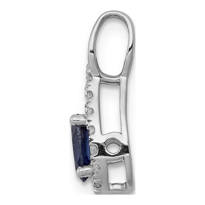 14K White Gold 1/10 ct tw Sapphire & Diamond Halo Pendant – view 3