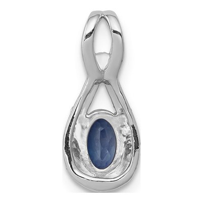 14K White Gold 1/10 ct tw Sapphire & Diamond Halo Pendant – view 4