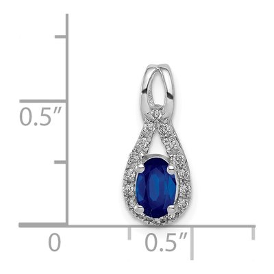 14K White Gold 1/10 ct tw Sapphire & Diamond Halo Pendant – view 5