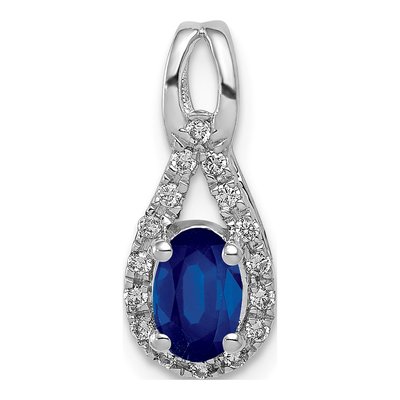 14K White Gold 1/10 ct tw Sapphire & Diamond Halo Pendant