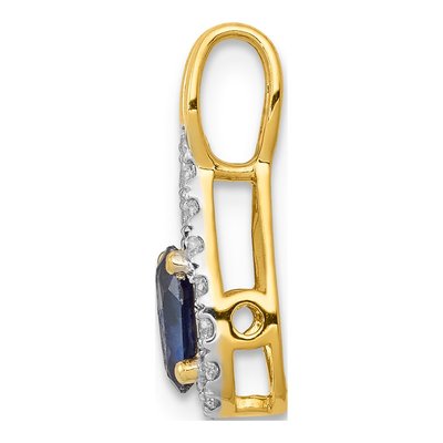 14K Yellow Gold 1/10 ct tw Sapphire & Diamond Halo Pendant – view 3