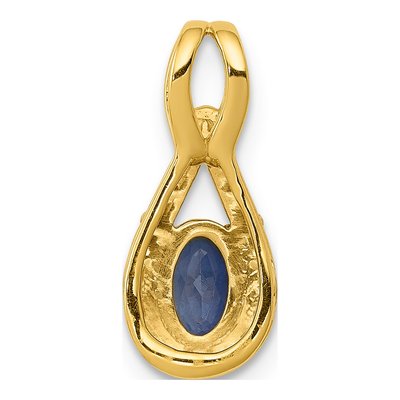 14K Yellow Gold 1/10 ct tw Sapphire & Diamond Halo Pendant – view 4