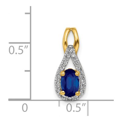 14K Yellow Gold 1/10 ct tw Sapphire & Diamond Halo Pendant – view 5