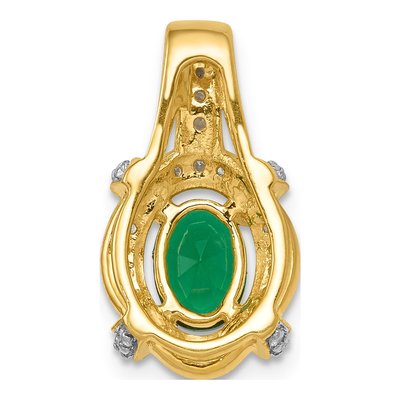 14K Yellow Gold 1/5 ct tw Emerald & Diamond Oval Vintage Pendant – view 3