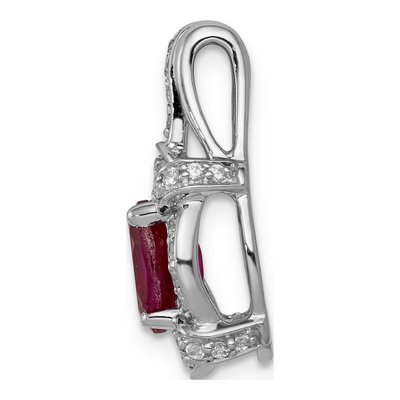 14K White Gold 1/5 ct tw Ruby & Diamond Oval Vintage Pendant – view 3