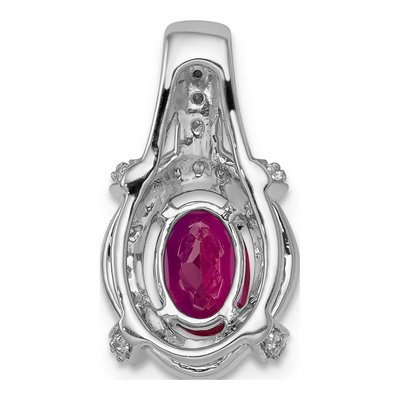 14K White Gold 1/5 ct tw Ruby & Diamond Oval Vintage Pendant – view 4