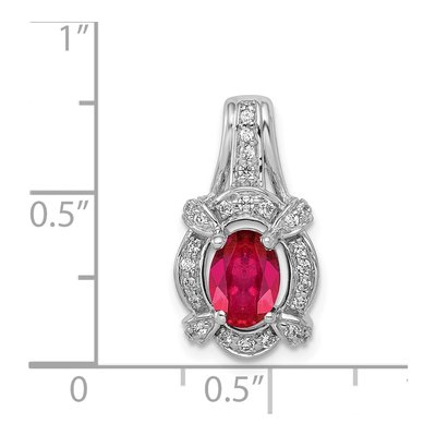 14K White Gold 1/5 ct tw Ruby & Diamond Oval Vintage Pendant – view 5