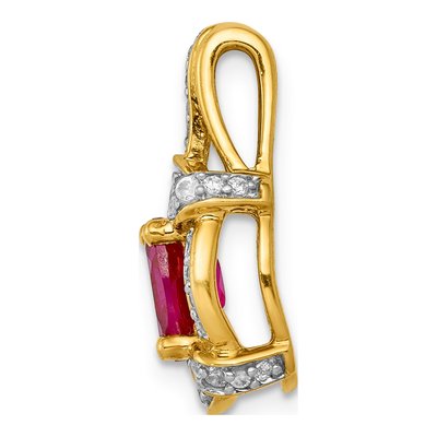 14K Yellow Gold 1/5 ct tw Ruby & Diamond Vintage Slide Pendant – view 3