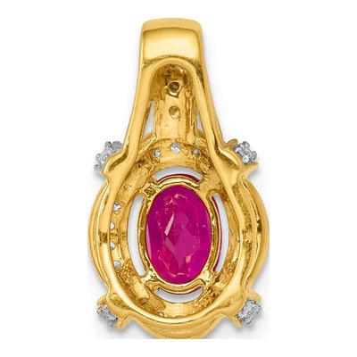 14K Yellow Gold 1/5 ct tw Ruby & Diamond Vintage Slide Pendant – view 4