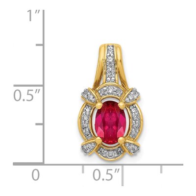 14K Yellow Gold 1/5 ct tw Ruby & Diamond Vintage Slide Pendant – view 5