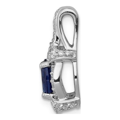 14K White Gold 1/5 ct tw Sapphire & Diamond Oval Vintage Pendant – view 2