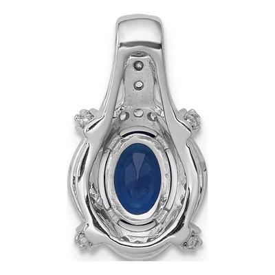 14K White Gold 1/5 ct tw Sapphire & Diamond Oval Vintage Pendant – view 3