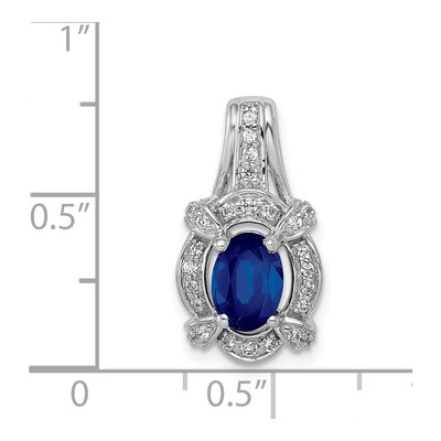 14K White Gold 1/5 ct tw Sapphire & Diamond Oval Vintage Pendant – view 4