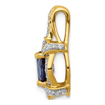 14K Yellow Gold 1/5 ct tw Sapphire & Diamond Oval Vintage Pendant – view 2
