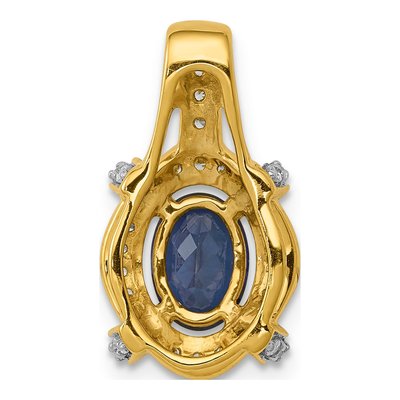 14K Yellow Gold 1/5 ct tw Sapphire & Diamond Oval Vintage Pendant – view 3