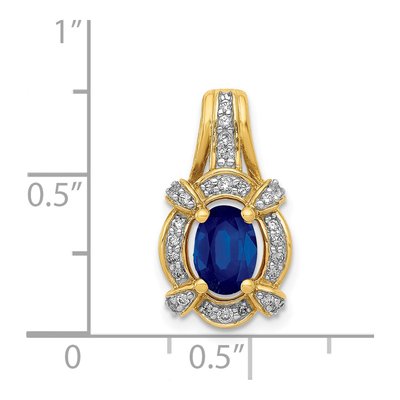 14K Yellow Gold 1/5 ct tw Sapphire & Diamond Oval Vintage Pendant – view 4