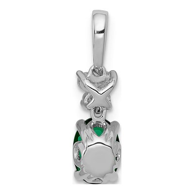 14K White Gold 0.08 ct tw Emerald & Diamond Natural Pendant – view 4