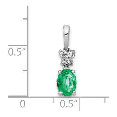 14K White Gold 0.08 ct tw Emerald & Diamond Natural Pendant – view 5