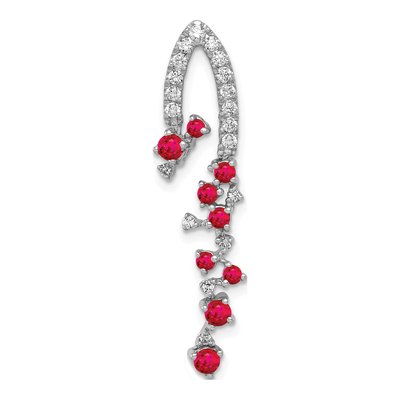 14K White Gold 1/5 ct tw Lab-Created Ruby & Lab-Grown Diamond Slide Pendant